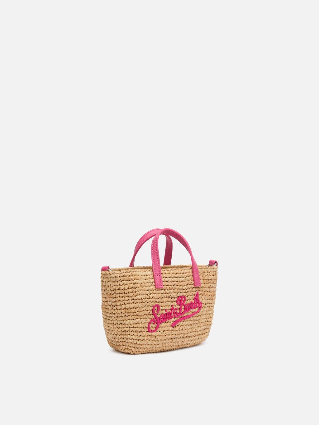 Rafia City Micro Bag beige con ricamo Saint Barth
