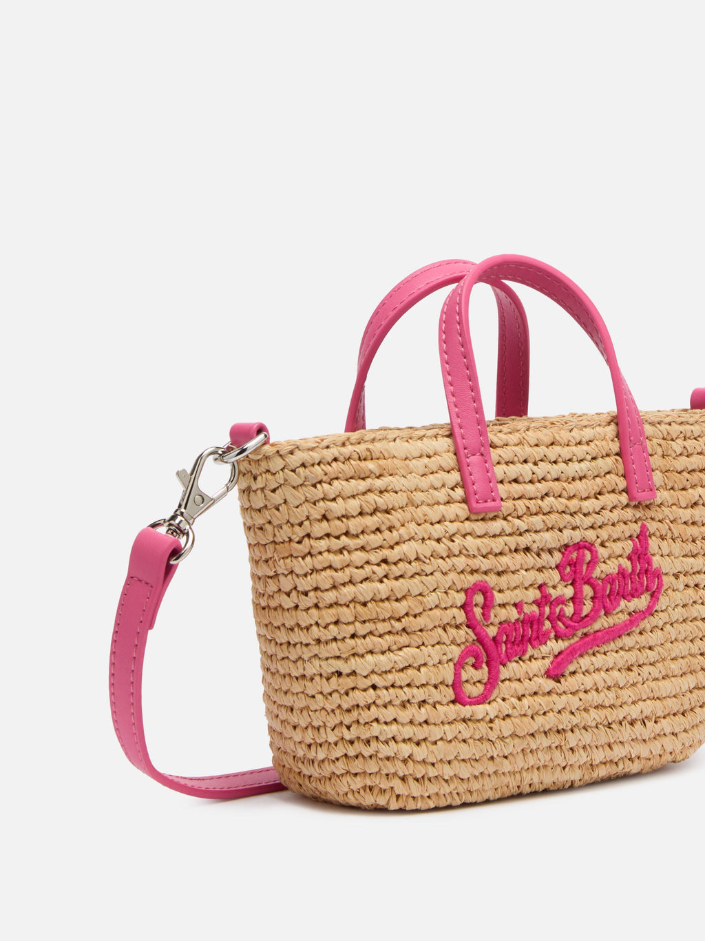 Rafia City Micro Bag beige con ricamo Saint Barth
