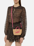 Rafia City Micro Bag beige con ricamo Saint Barth