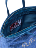 Strass Mini Bag con strass blu avio