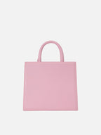 Borsa Shop Midi strutturata in pelle liscia rosa con targhetta metallica