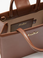 Borsa a mano Shop Bag Midi in pelle marrone