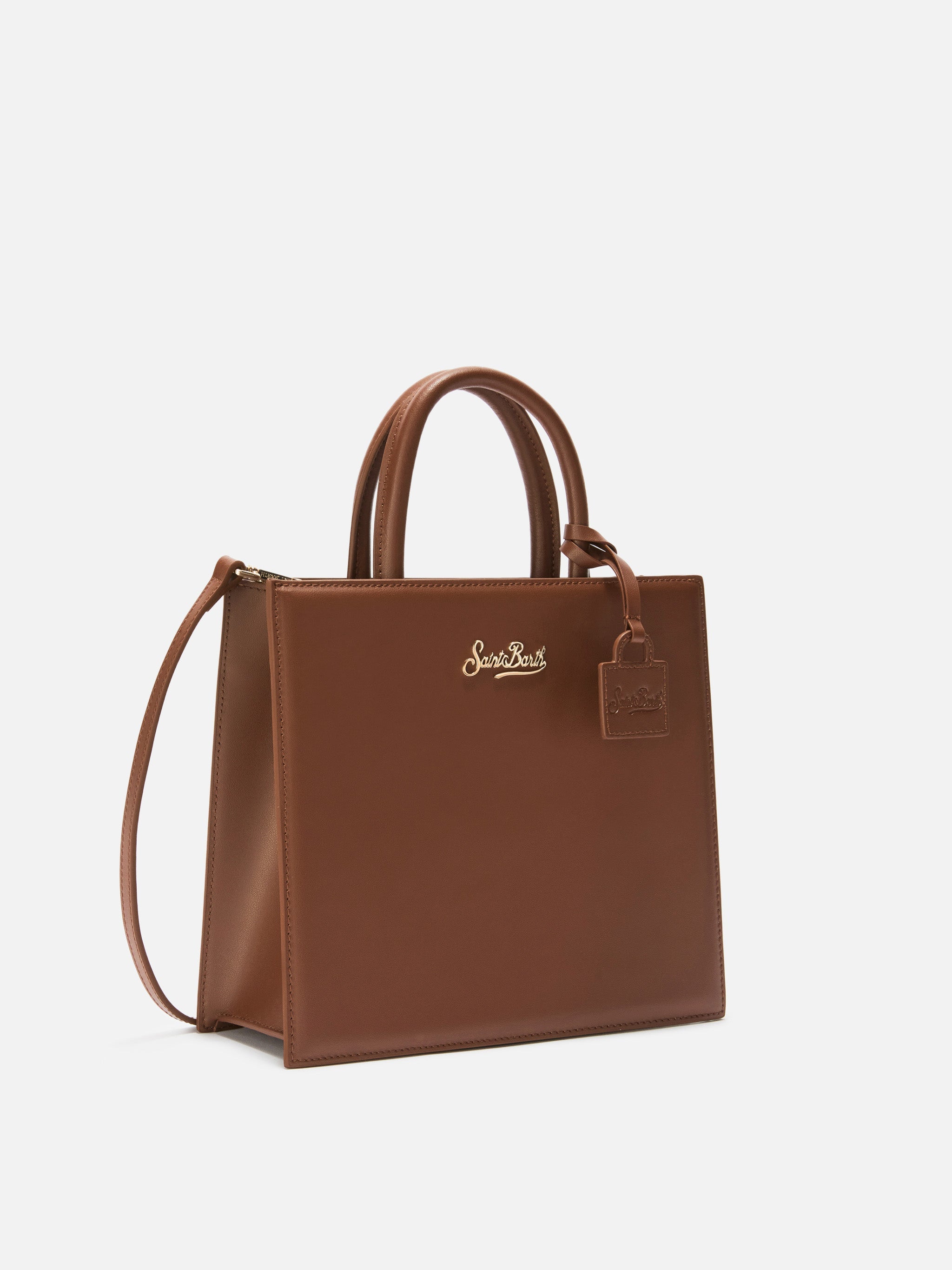 Borsa a mano Shop Bag Midi in pelle marrone