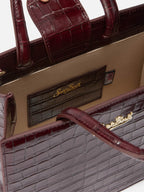 Borsa Shop Bag Midi stampa coccodrillo bordeaux