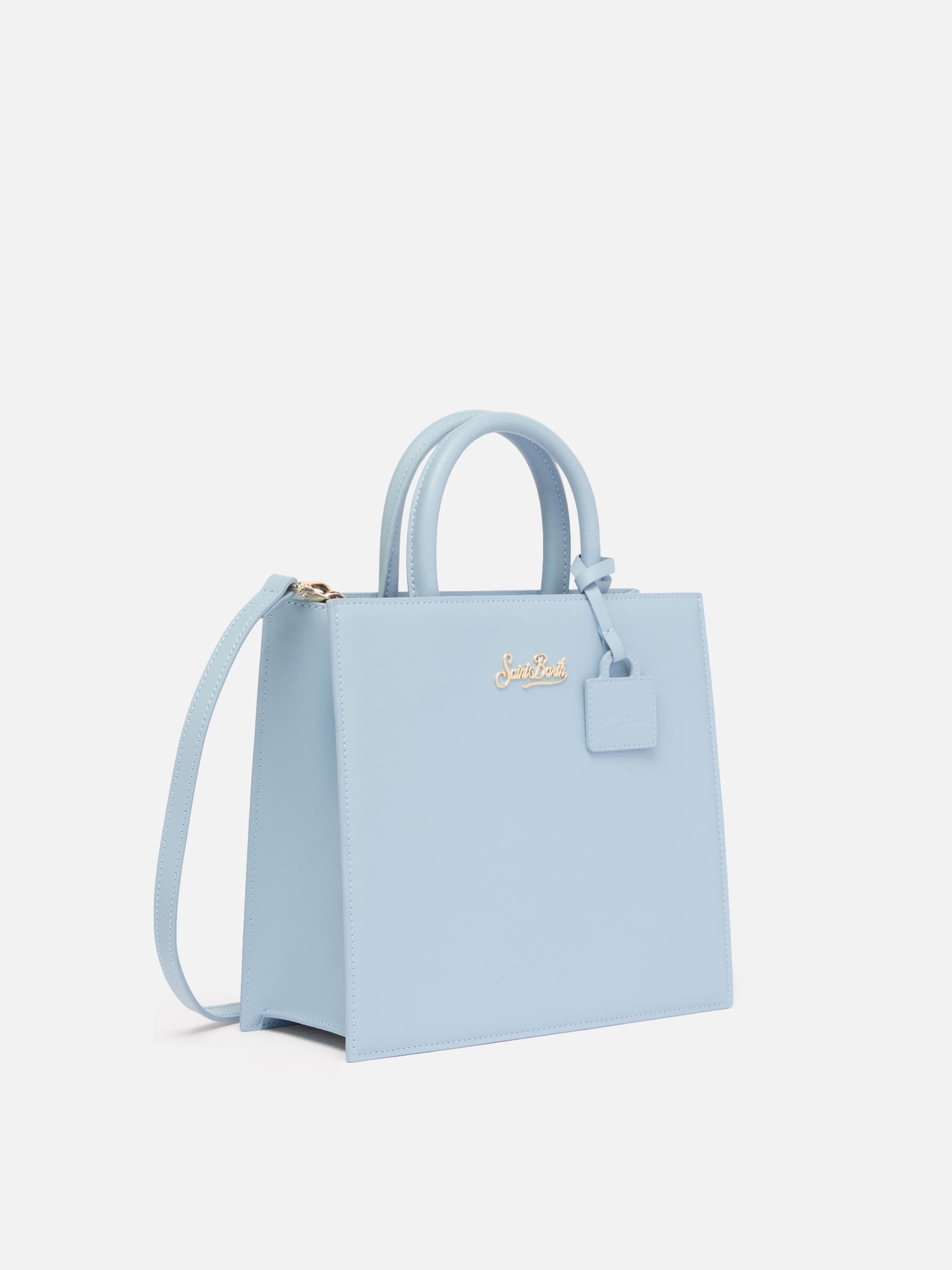 Shop Bag Midi in pelle azzurro chiaro