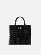 Borsa Shop Bag Midi stampa coccodrillo nera