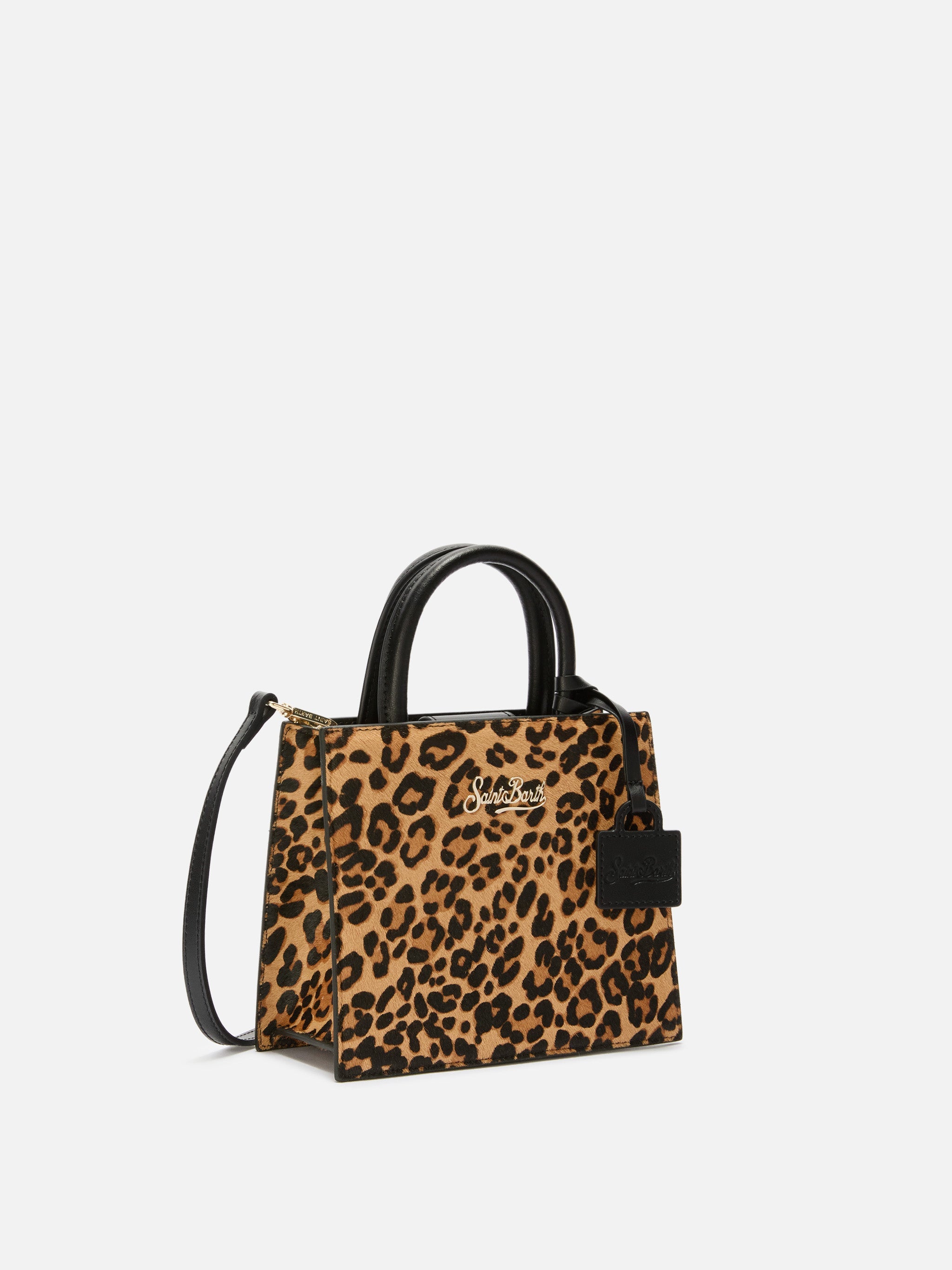 Shop Bag Mini in pelle e cavallino leopardato