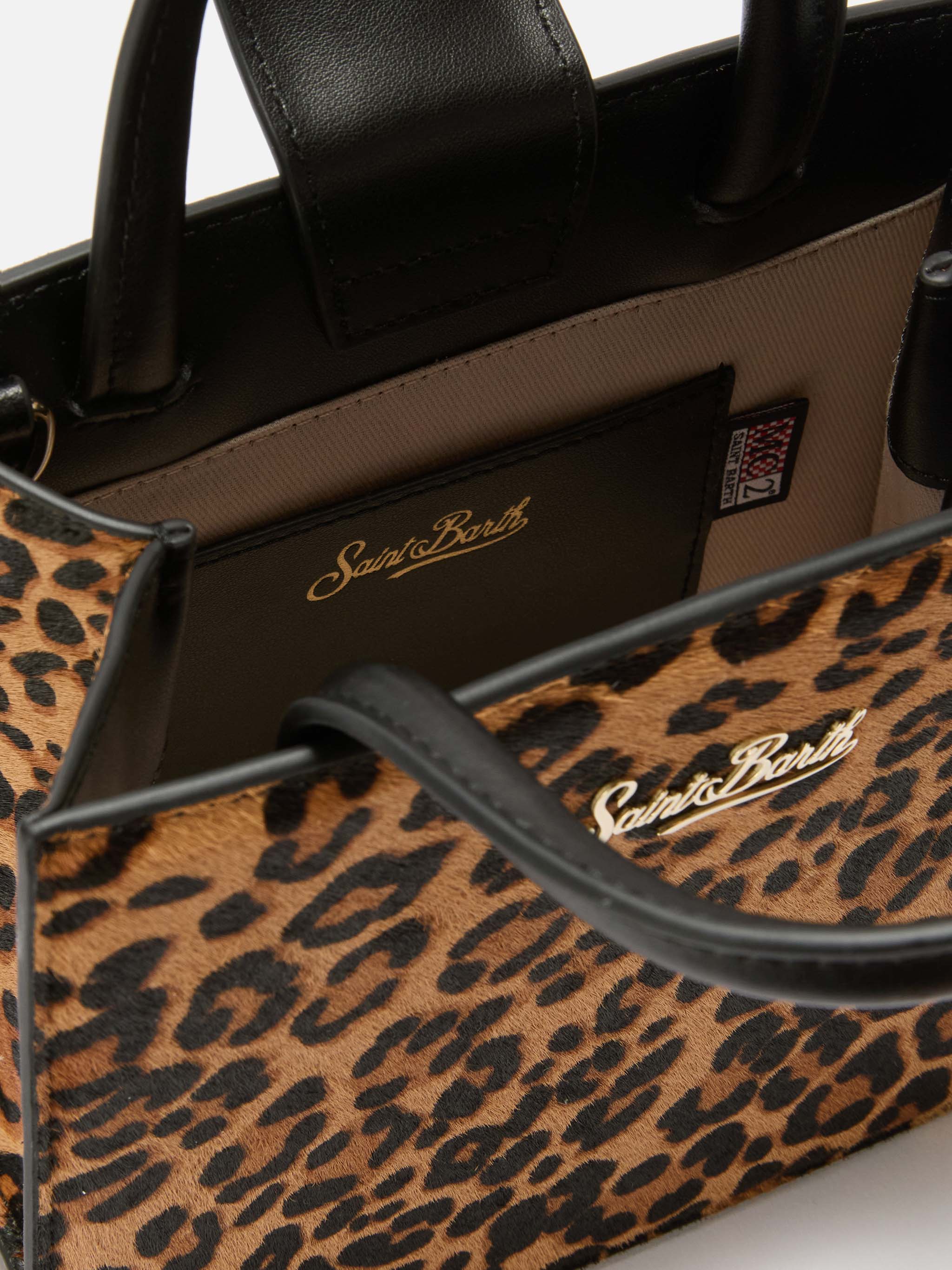 Shop Bag Mini in pelle e cavallino leopardato