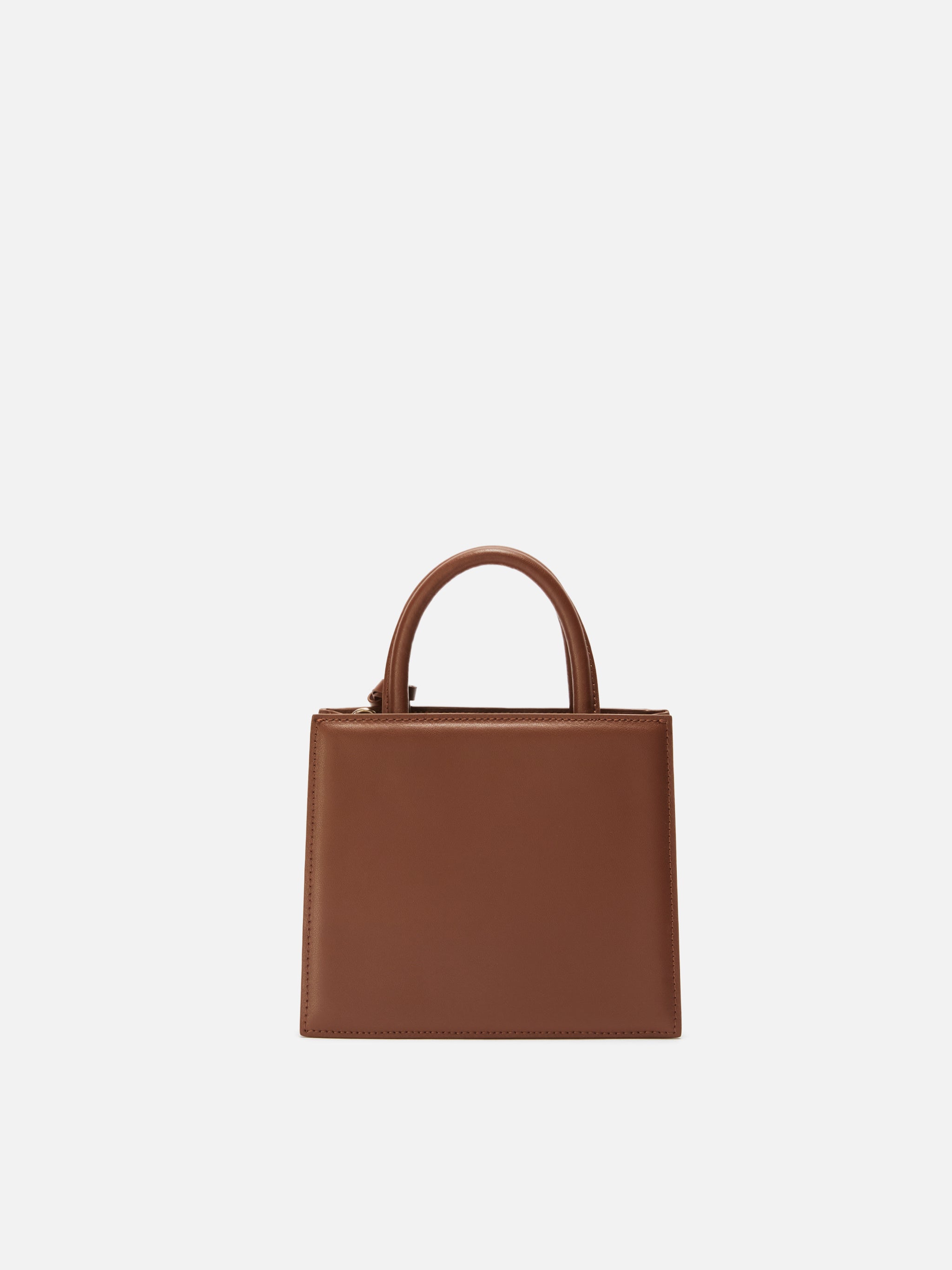 Borsa a mano Shop Bag Mini in pelle marrone