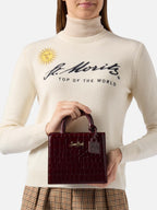 Borsa a mano Shop Bag Mini in pelle stampa cocco bordeaux
