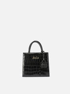 Borsa a mano Shop Bag Mini in pelle stampa cocco nera