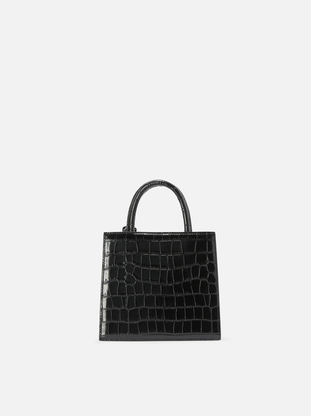 Borsa a mano Shop Bag Mini in pelle stampa cocco nera
