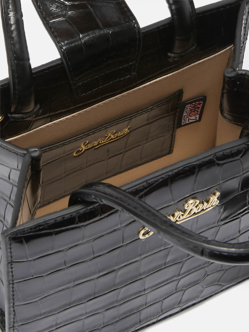 Borsa a mano Shop Bag Mini in pelle stampa cocco nera