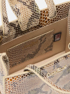 Borsa Shop Bag Mini stampa pitone beige