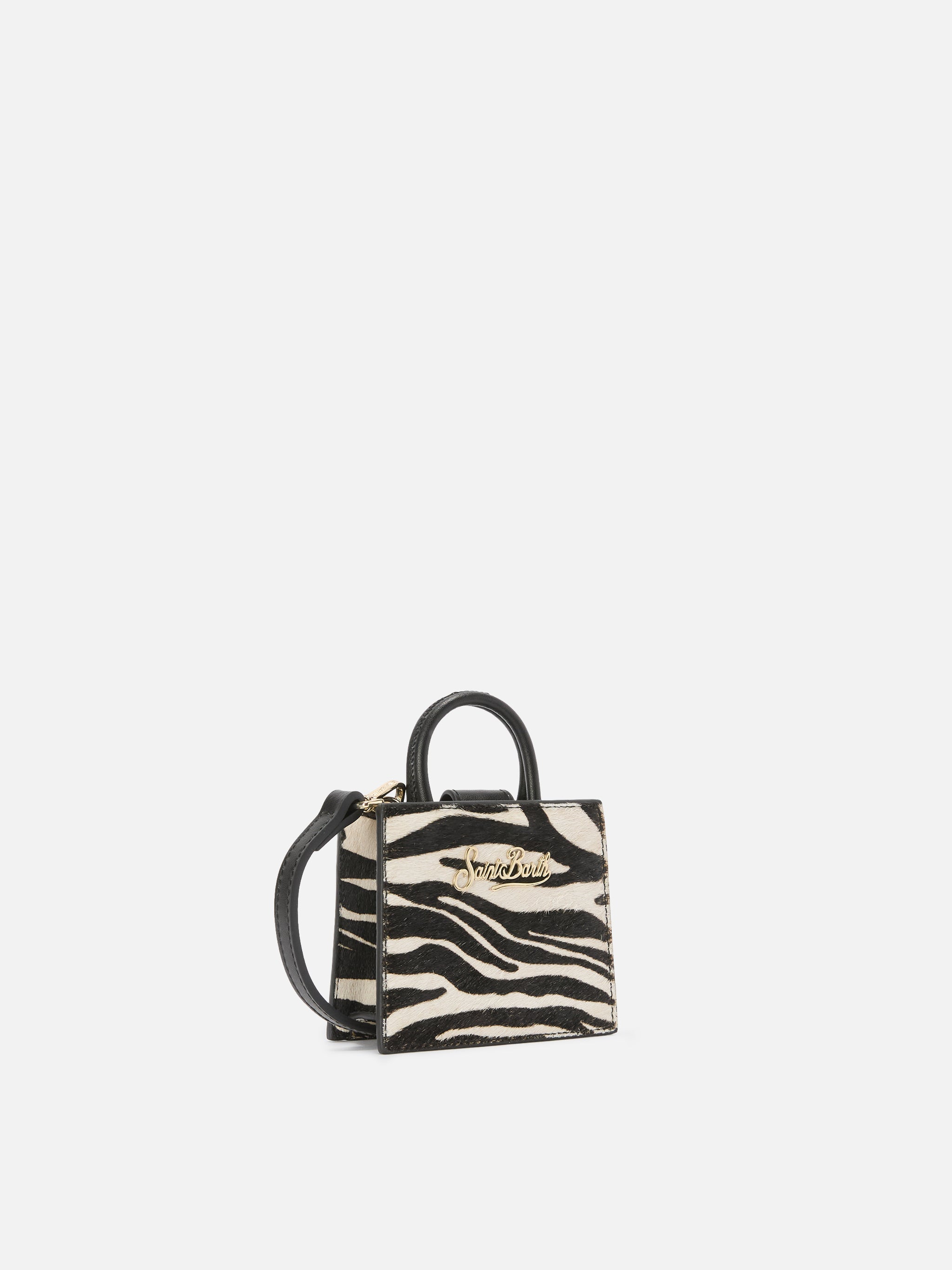 Micro borsa Shop Bag Micro in pelle e cavallino zebrato