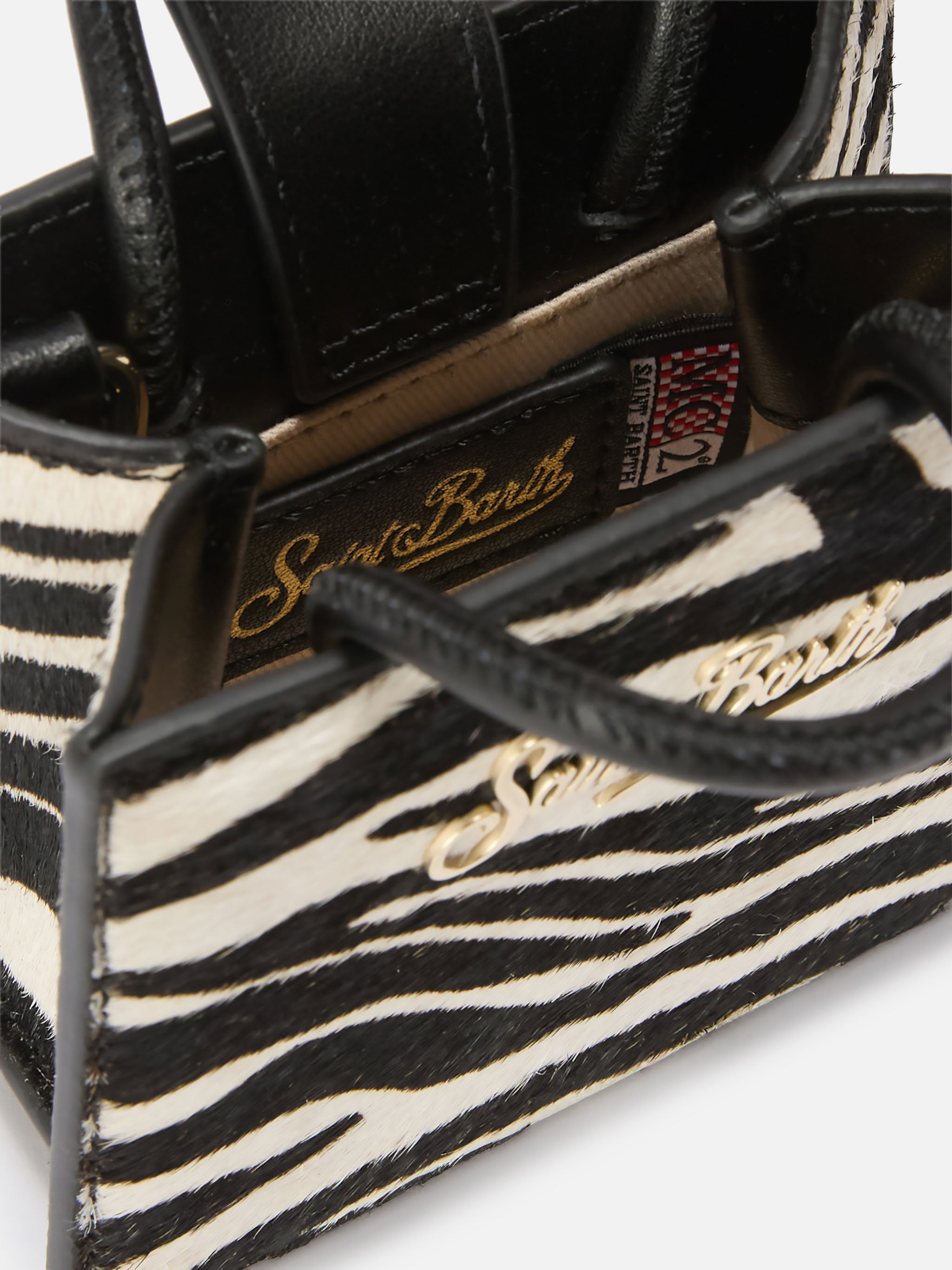 Micro borsa Shop Bag Micro in pelle e cavallino zebrato