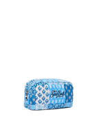 Soft Pouch trapuntata con fiori blu