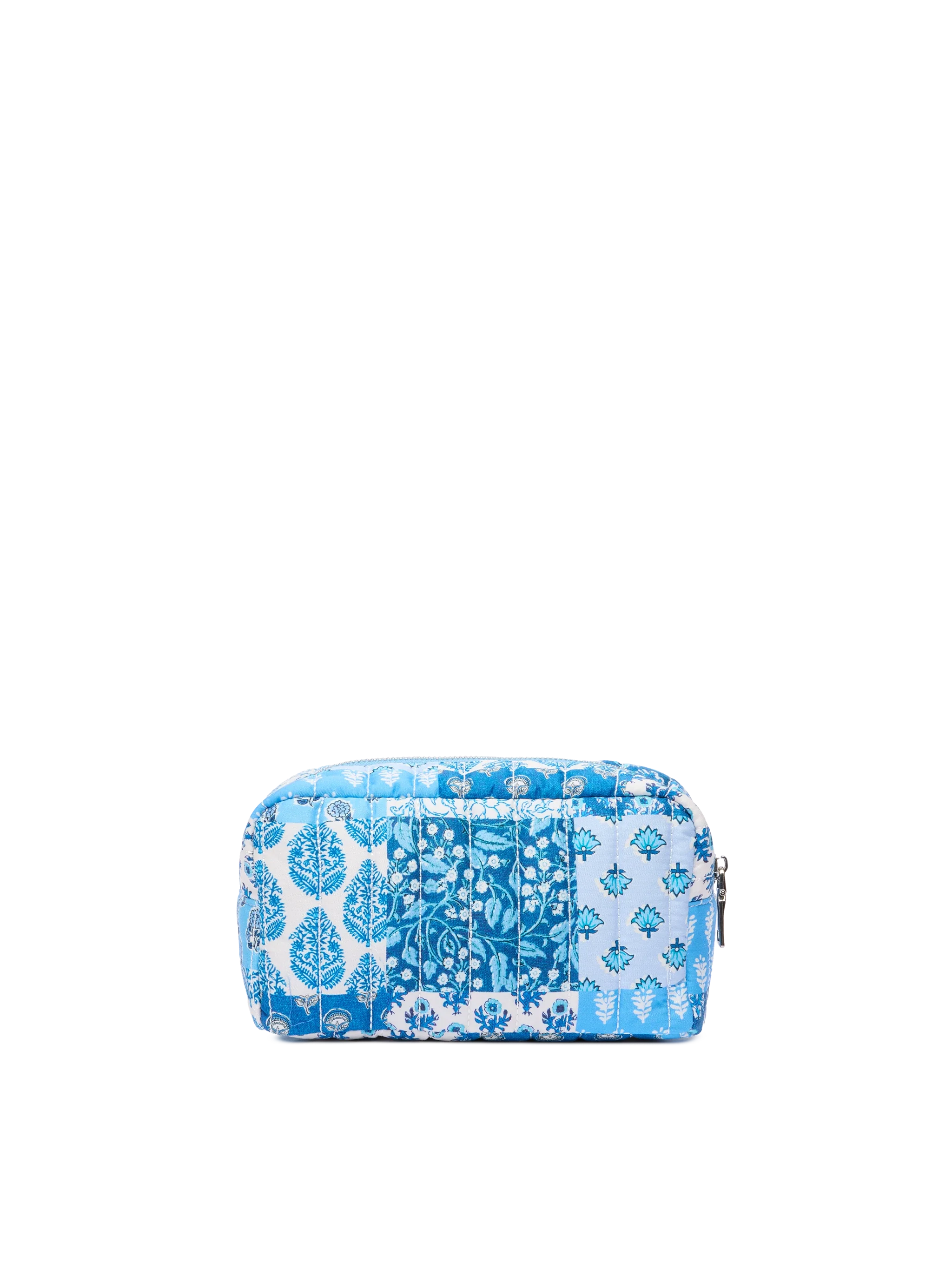 Soft Pouch trapuntata con fiori blu