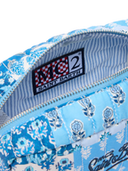 Soft Pouch trapuntata con fiori blu