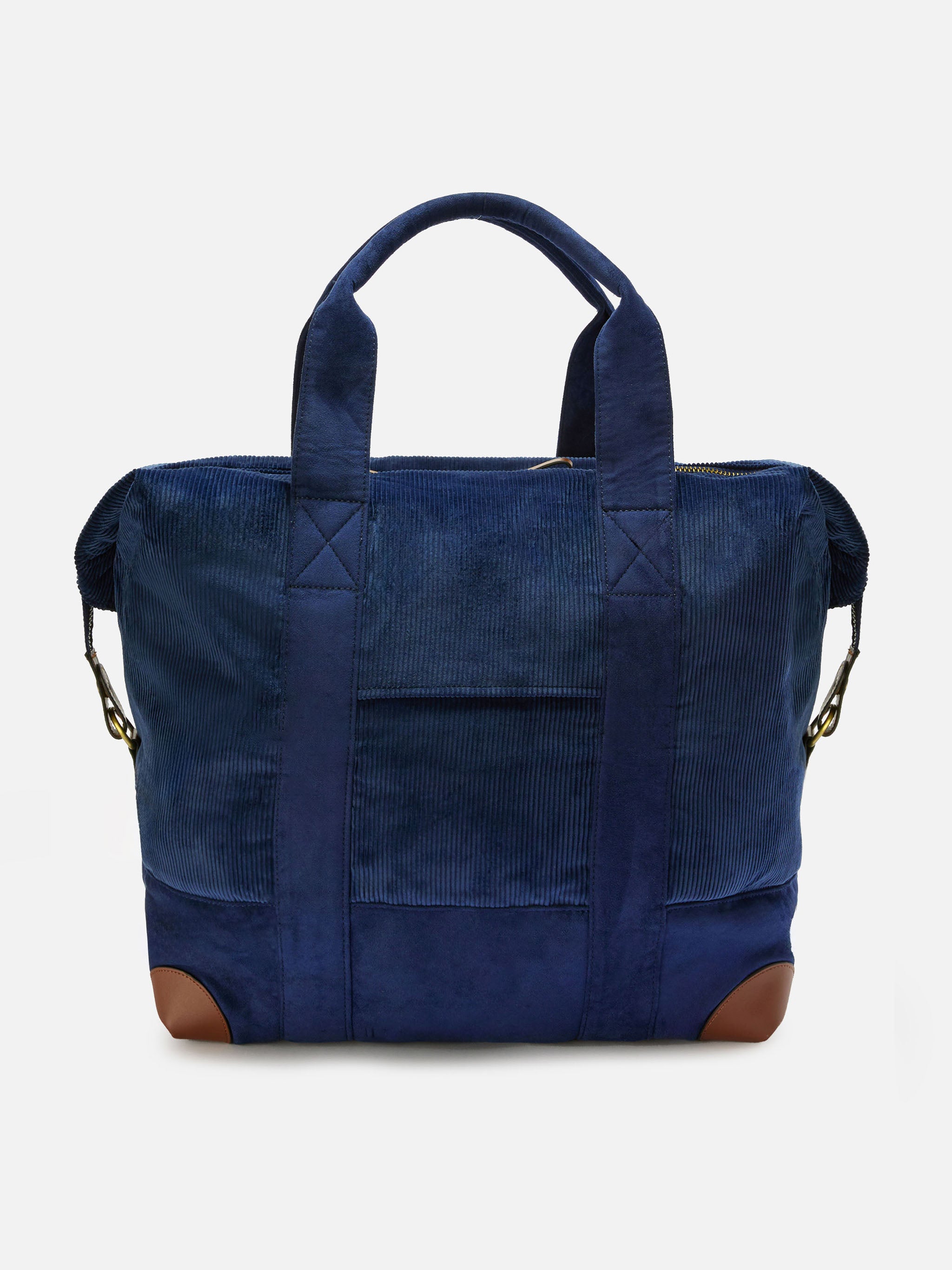 Borsone da viaggio Travel Bag Corduroy in velluto a coste blu e suede