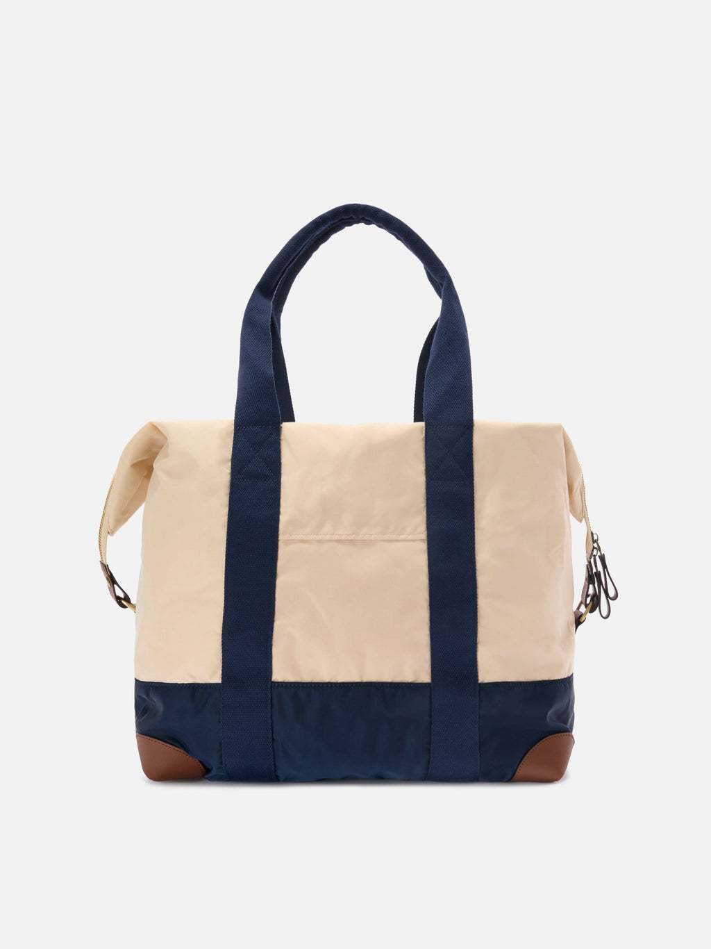 Borsone Travel Bag in nylon panna e blu con logo ricamato