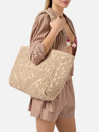 Borsa Tufting in cotone con ricamo in rilievo