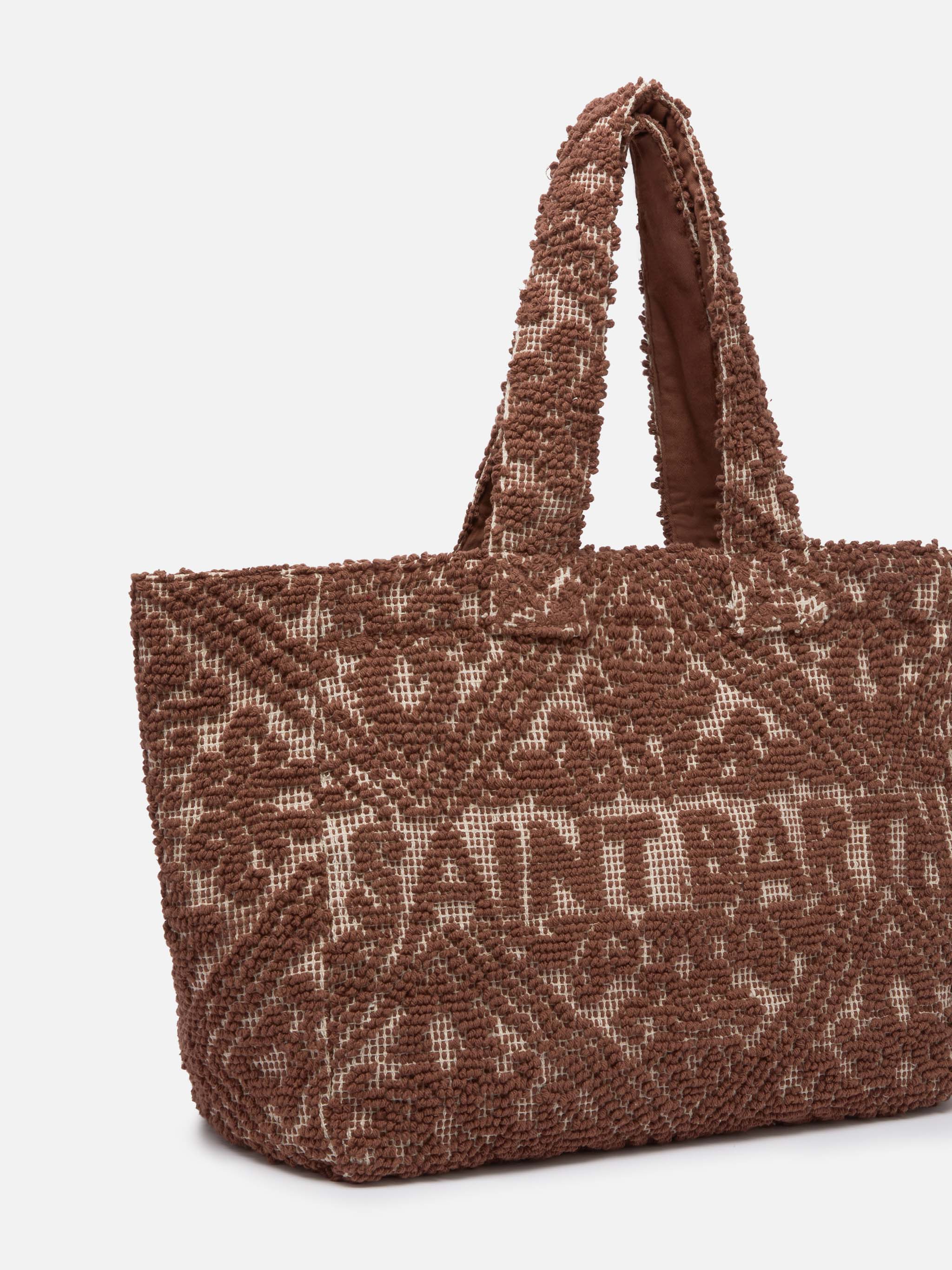 Tufting Cotton Tote Bag marrone