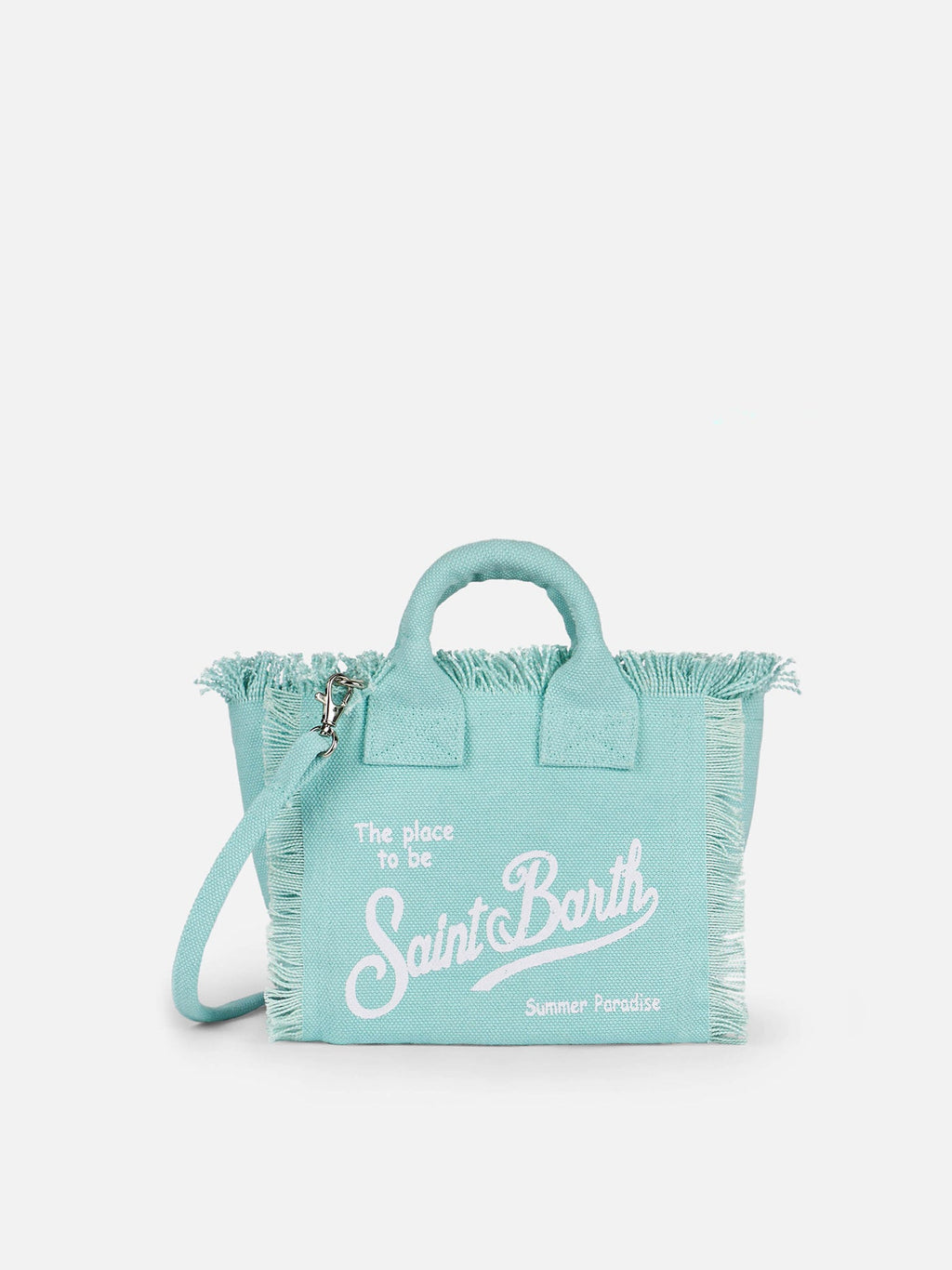 Borsa Mini Vanity in canvas di cotone verde acqua