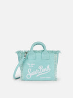 Borsa Mini Vanity in canvas di cotone verde acqua