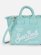 Borsa Mini Vanity in canvas di cotone verde acqua