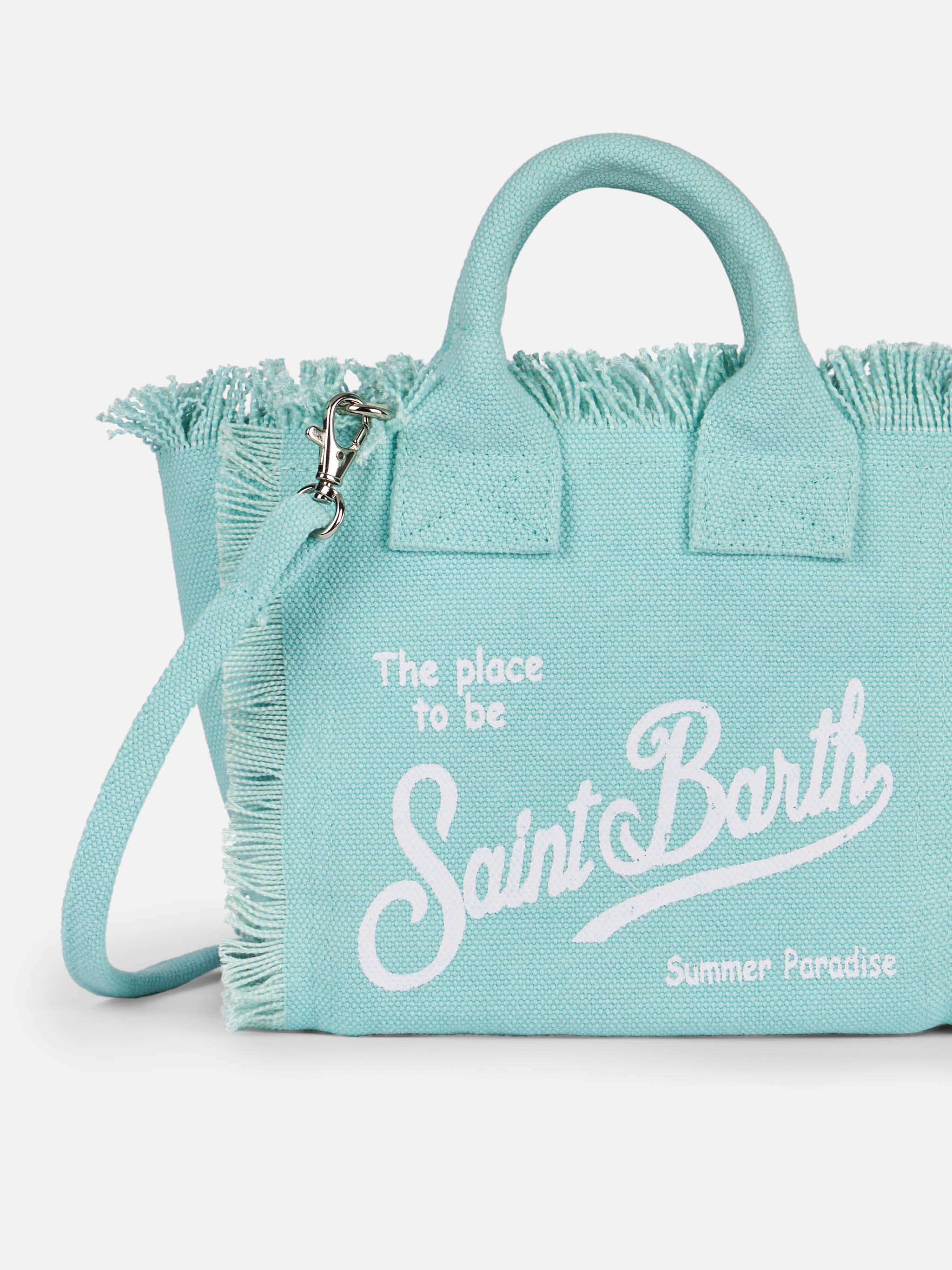Borsa Mini Vanity in canvas di cotone verde acqua