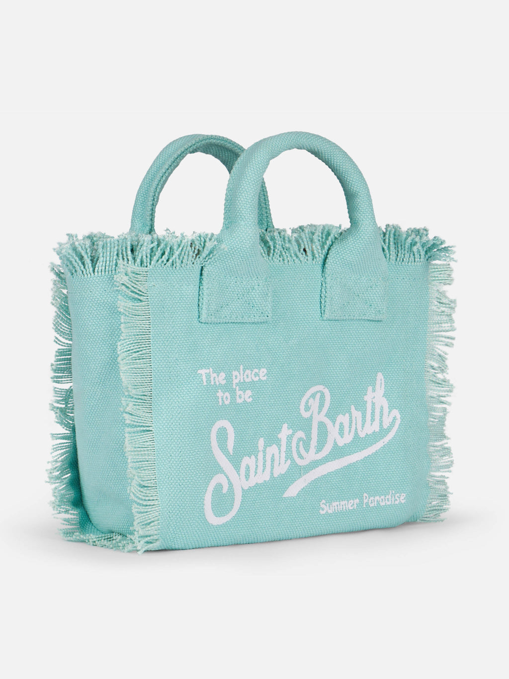 Borsa Mini Vanity in canvas di cotone verde acqua