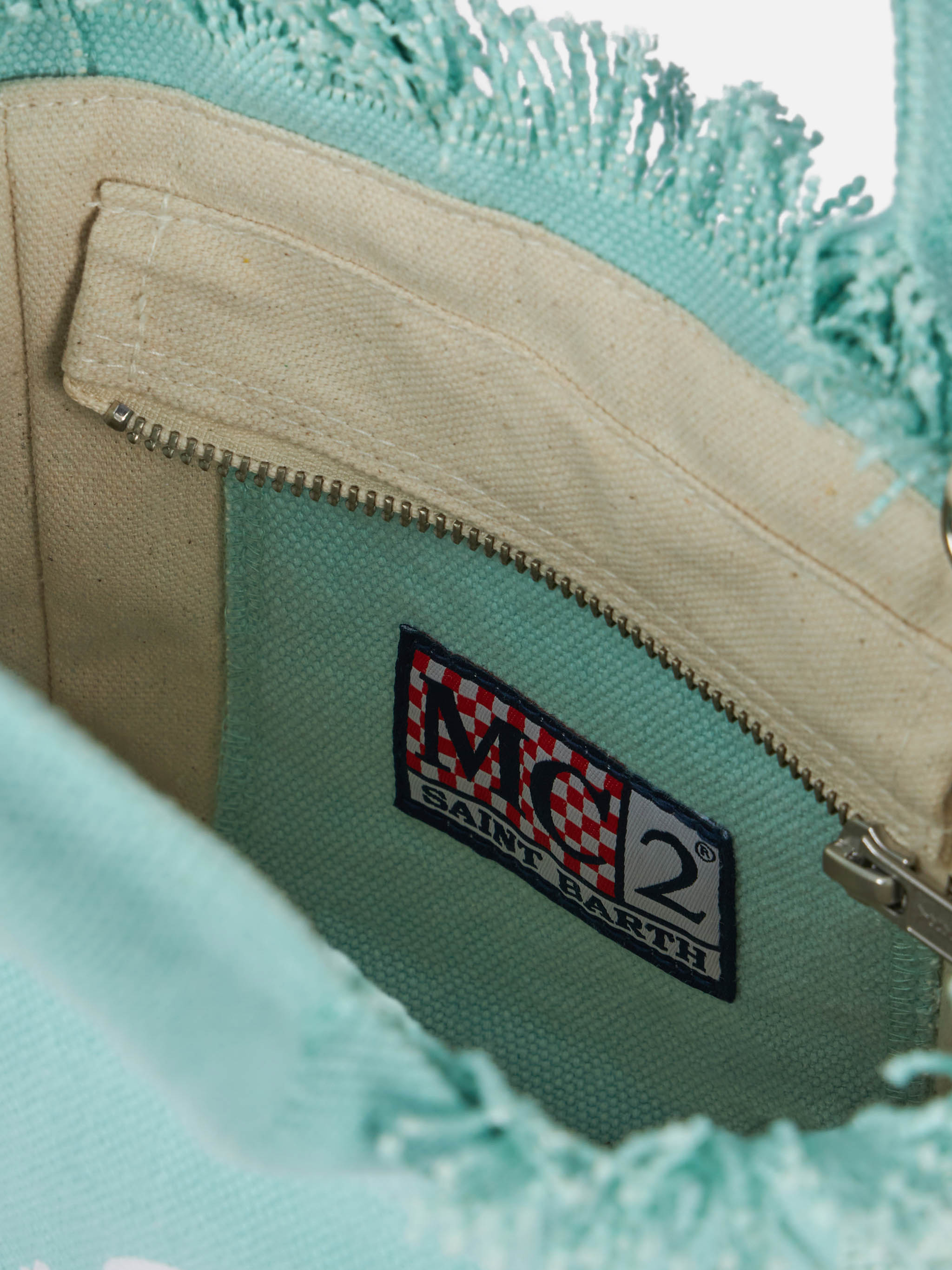 Borsa Mini Vanity in canvas di cotone verde acqua