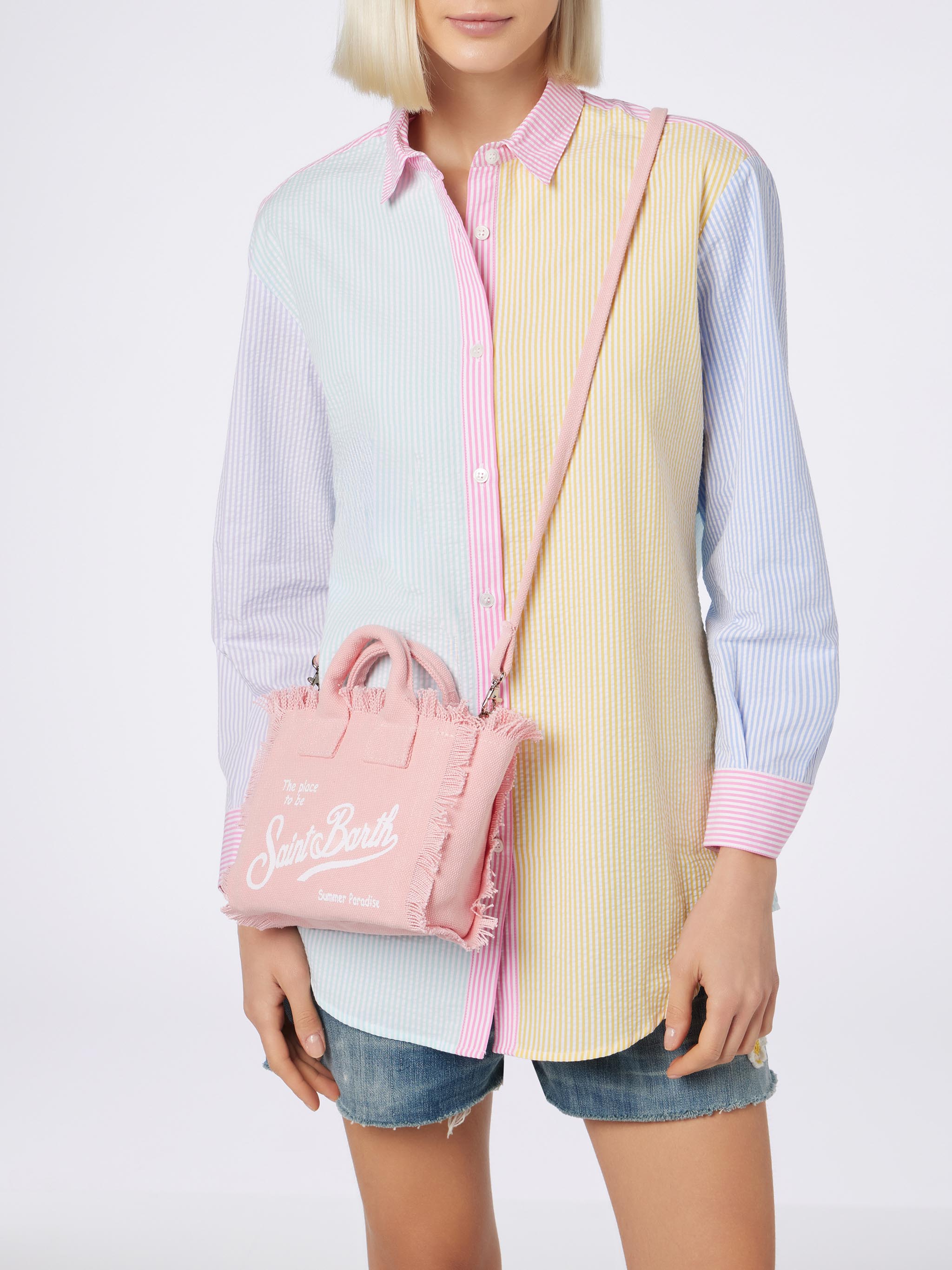 Borsa Mini Vanity in canvas di cotone rosa