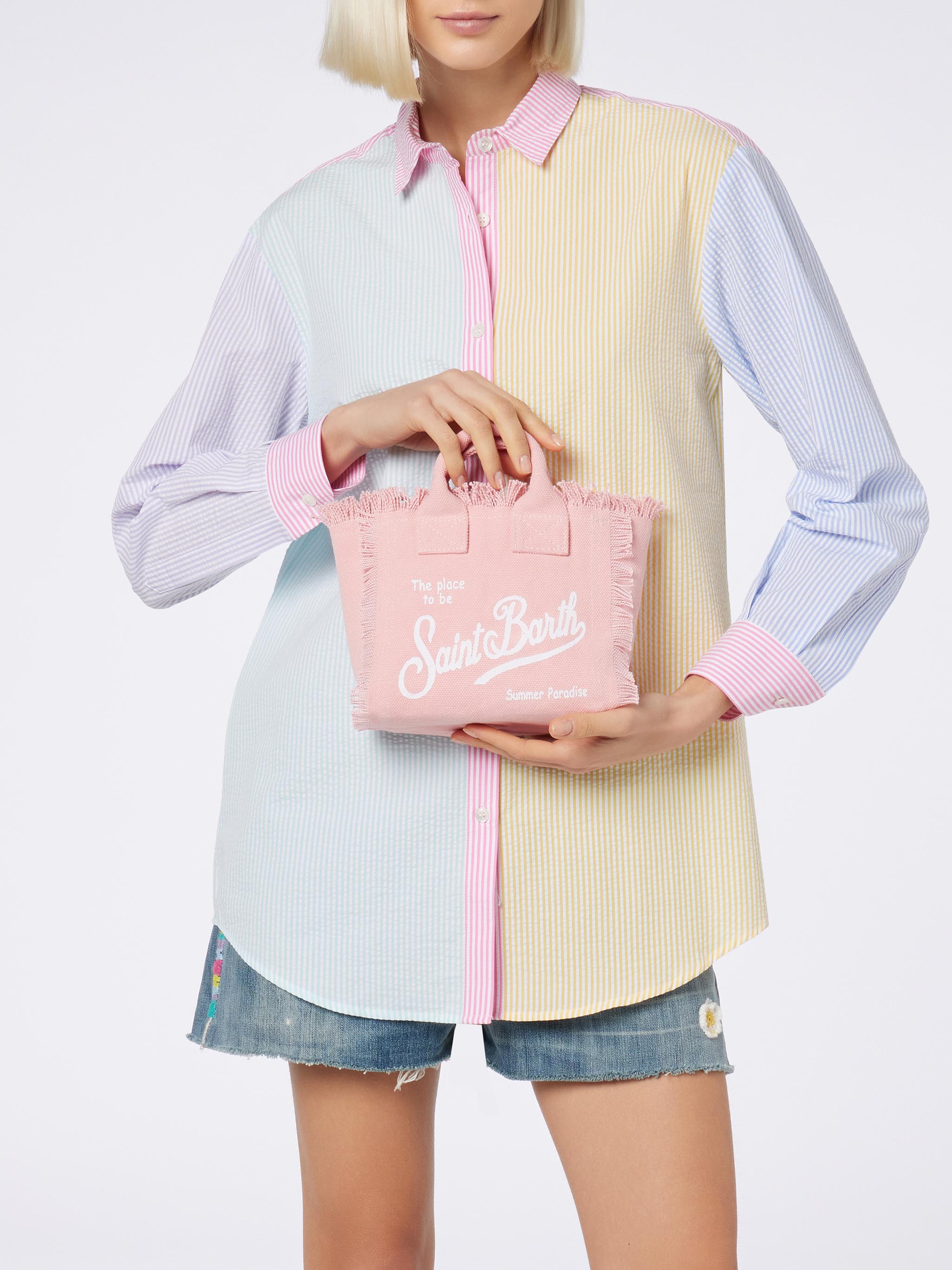 Borsa Mini Vanity in canvas di cotone rosa