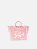 Borsa Vanity mini in canvas rosa tinta unita