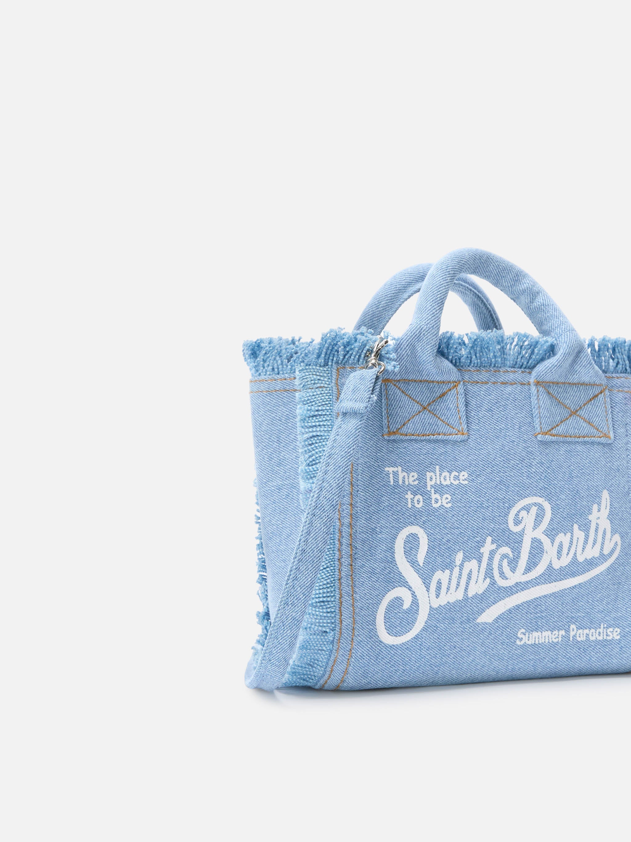 Borsa Vanity mini in denim lavaggio chiaro