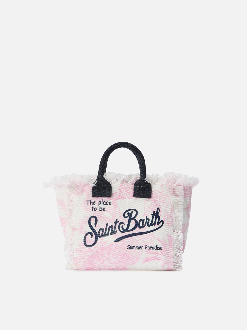 Borsa Vanity mini in canvas con stampa toile de Jouy rosa