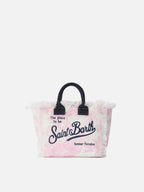 Borsa Vanity mini in canvas con stampa toile de Jouy rosa