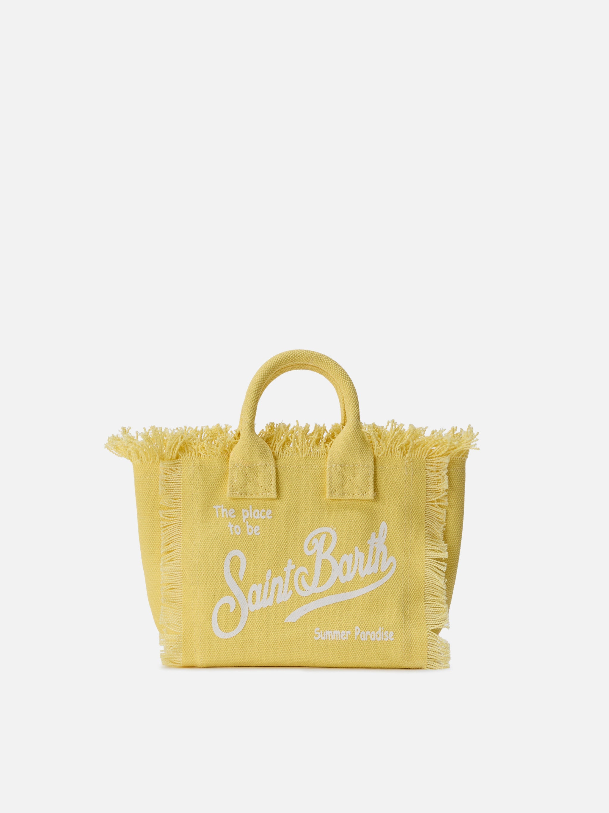 Borsa Vanity mini in canvas giallo chiaro tinta unita