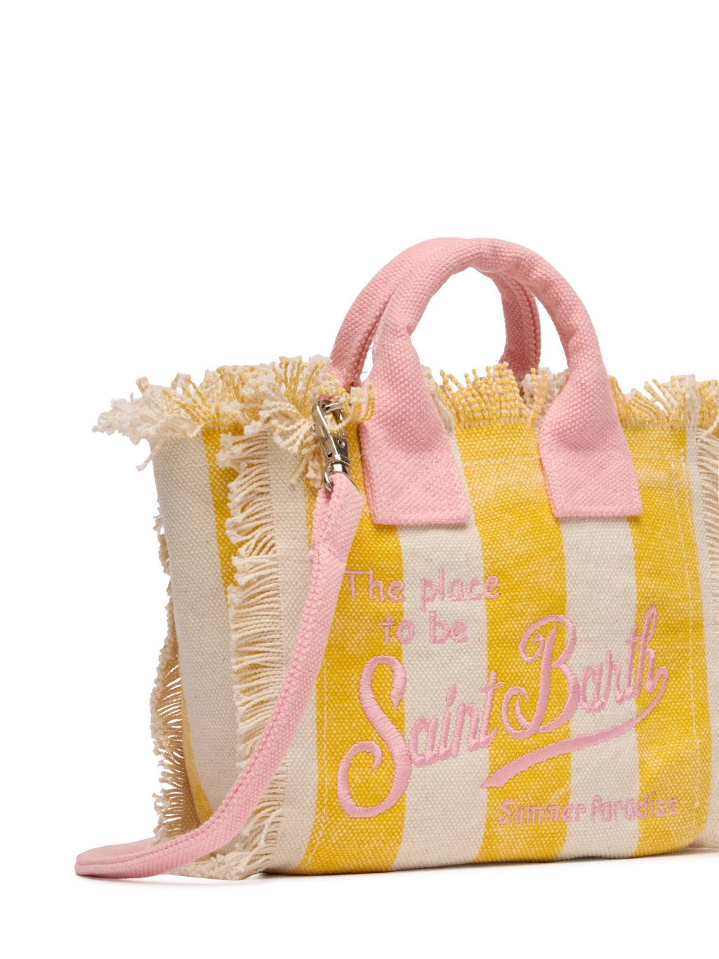 Borsa Mini Vanity in canvas di cotone con stampa a righe