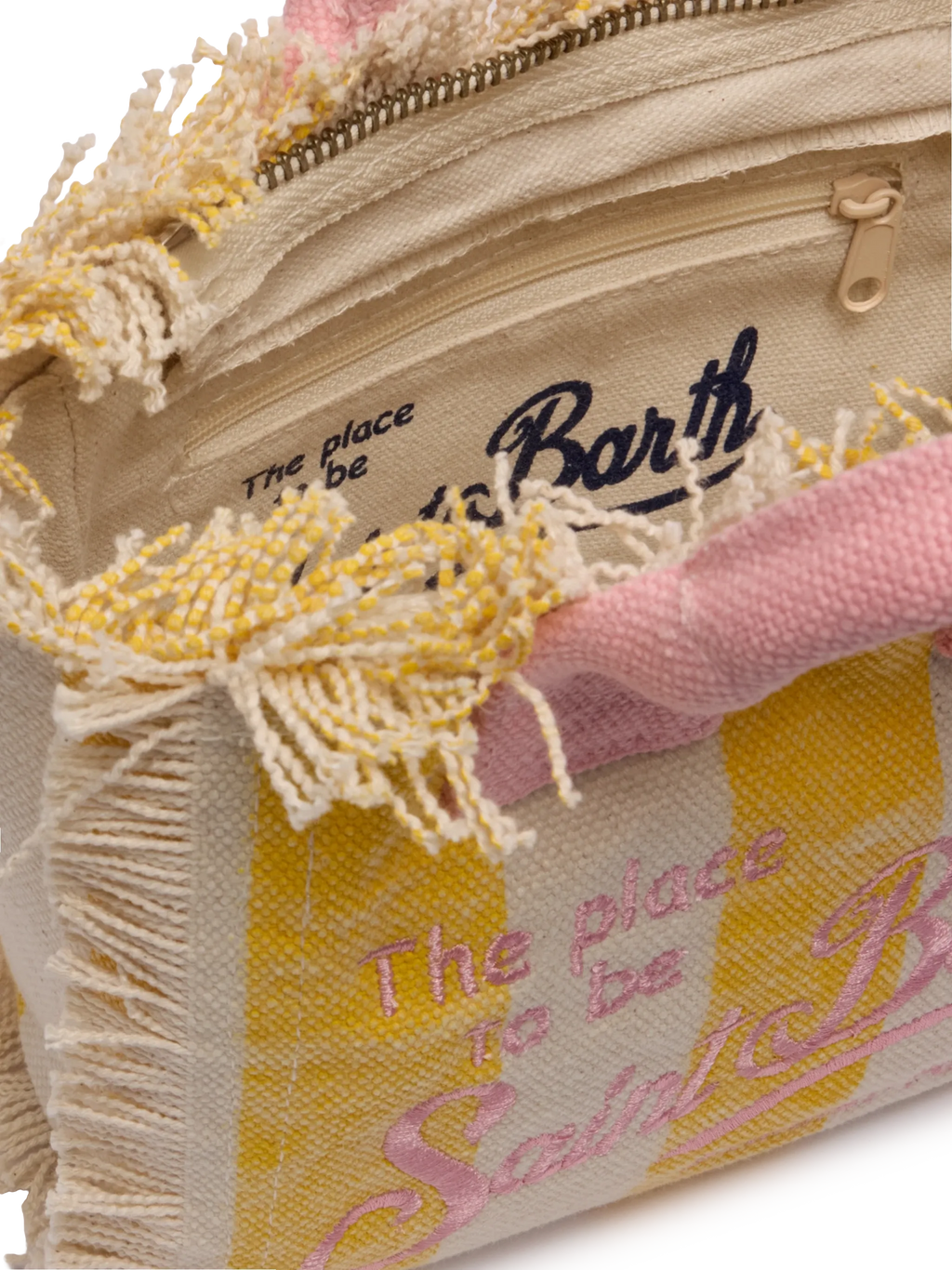 Borsa Mini Vanity in canvas di cotone con stampa a righe