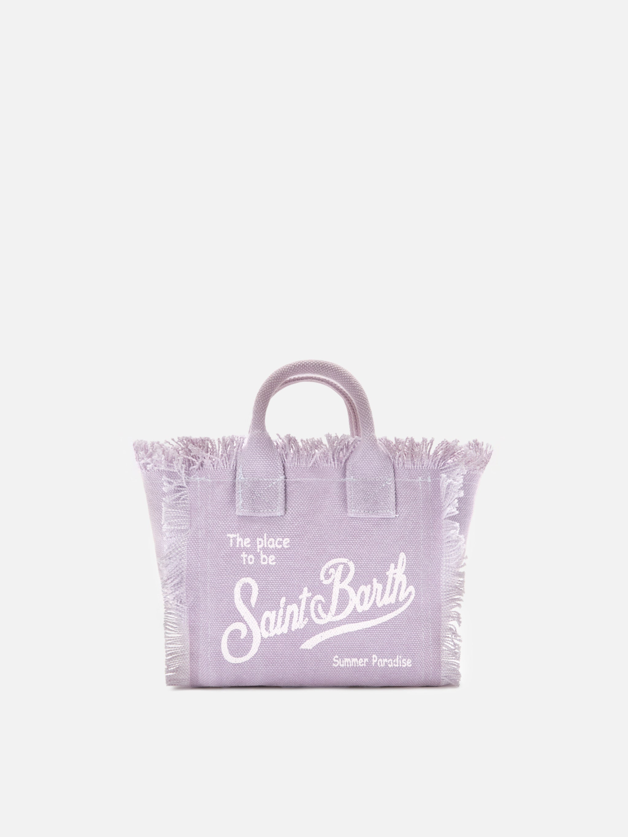 Borsa Vanity mini in canvas lilla tinta unita