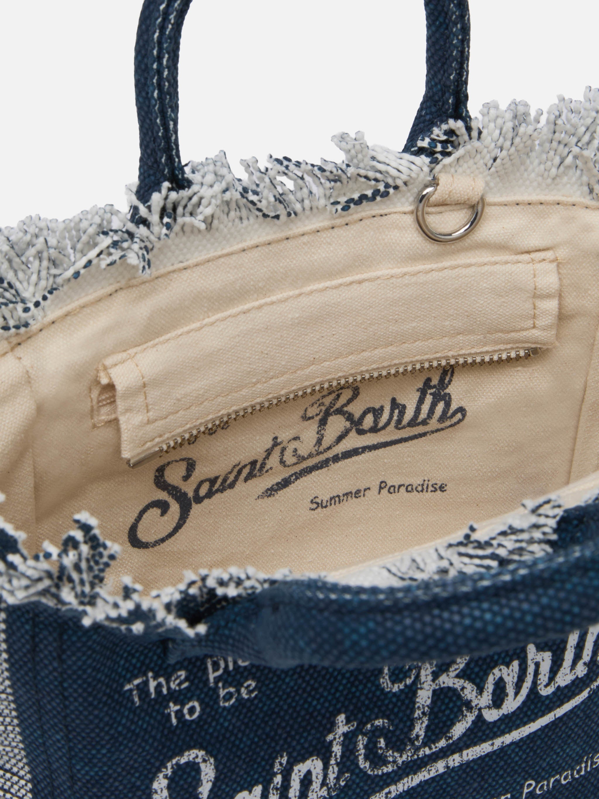 Borsa Mini Vanity in canvas di cotone indaco