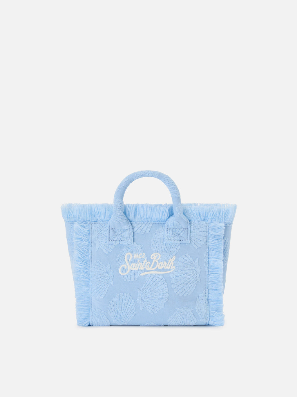 Borsa Vanity mini in tessuto effetto spugna con conchiglie in rilievo