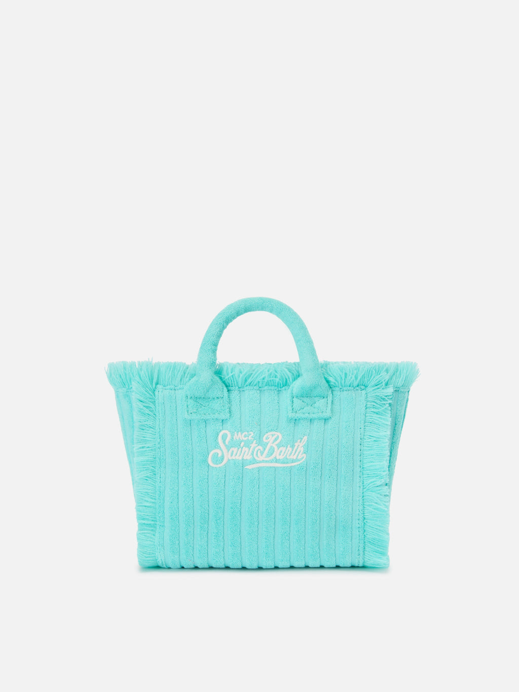 Borsa Vanity mini in tessuto effetto spugna con righe in rilievo