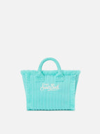 Borsa Vanity mini in tessuto effetto spugna con righe in rilievo
