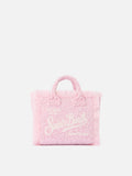 Borsa Vanity mini in tessuto effetto spugna con leopardato in rilievo