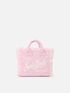 Borsa Vanity mini in tessuto effetto spugna con leopardato in rilievo