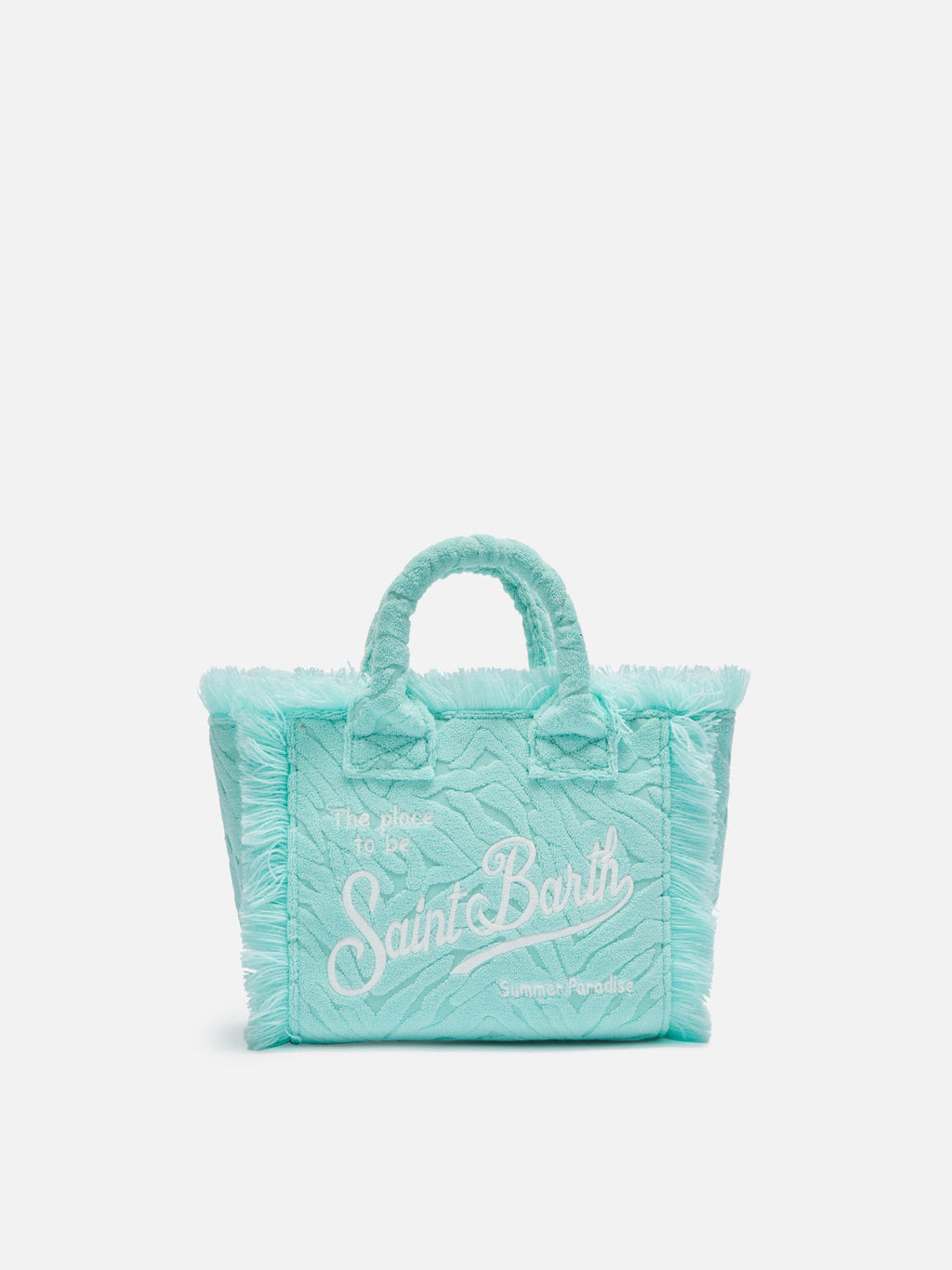 Mini Vanity Sponge Bag con stampa zebrata verde acqua in rilievo